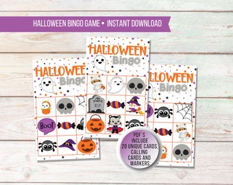 Printable Halloween Bingo Game for Kids, Halloween Party Game, Classroom Bing Cards for Kids, Costume Party Game, Trick or Treat Game