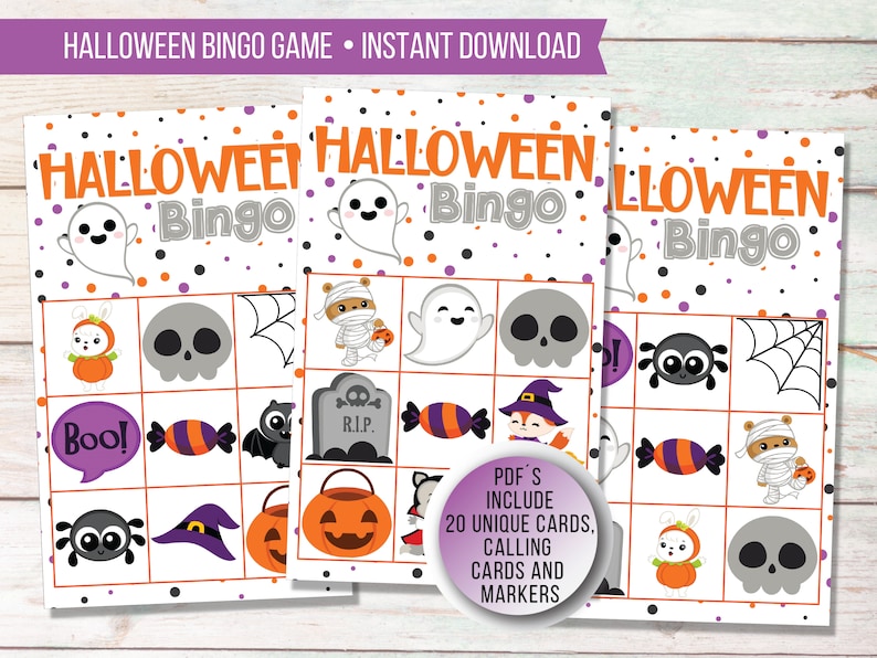 Printable Halloween Bingo Game for Kids Halloween Party Game Etsy Printable Halloween Bingo Game for Kids Halloween Party Game Etsy