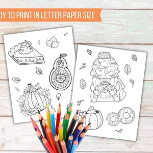 Printable Autumn Kids Coloring Sheets, Pumpkin Spice Season, Kids Activity Fall Coloring Pages, Classroom Activity, Kids Party Games image 2
