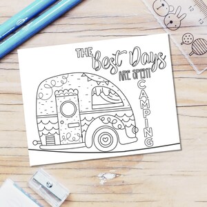 Afdrukbare camping kleurplaten kinderen, campingfeest kleurplaat activiteit, campingactiviteiten kleurplaten kinderen, camping printables afbeelding 8