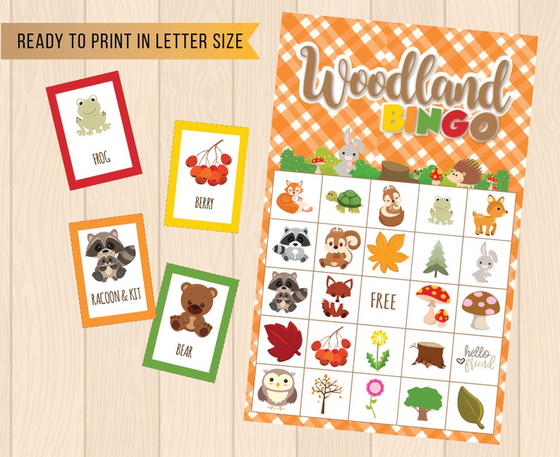 Woodland Bingo Printable Game Woodland 30 Bingo Cards | Etsy