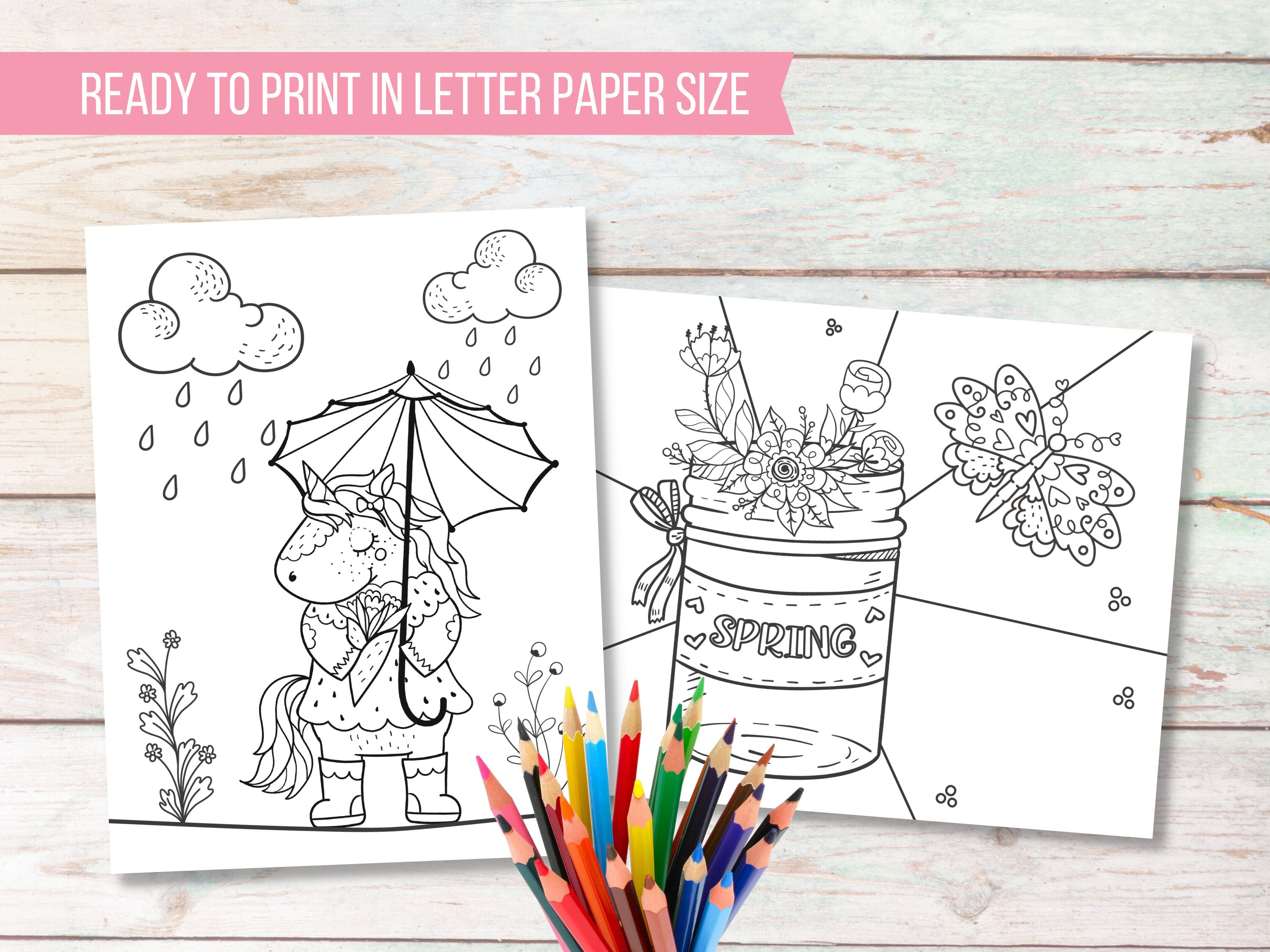 Spring Coloring Page Printable Spring Kids Activity Pages - Etsy