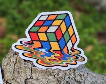 Melting Rubik's Cube Vinyl Sticker – Trippy Gamer Decal
