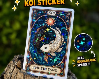 Koi Fish Yin Yang Sticker | Holographic Tarot Card Vinyl Decal