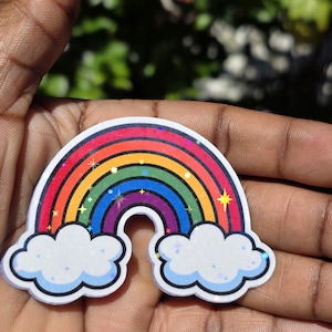 Holographic Rainbow Sticker – Sparkly Prism Vinyl Decal – Aesthetic Rainbow Holo Sticker for Laptop, Water Bottle, Journal