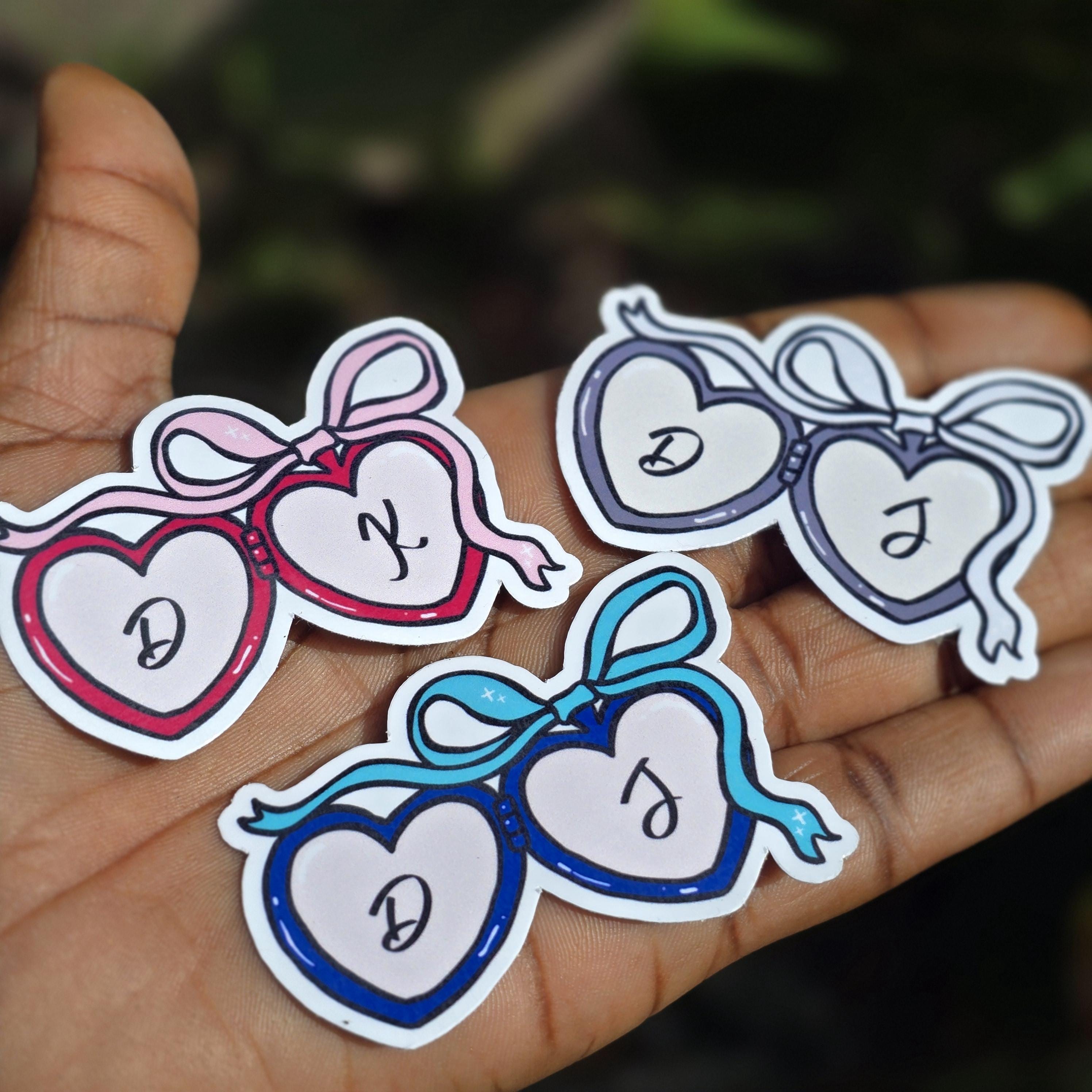 Key Locket Sticker Personalized Locket Sticker – Custom Couple Initials, Romantic Heart ...