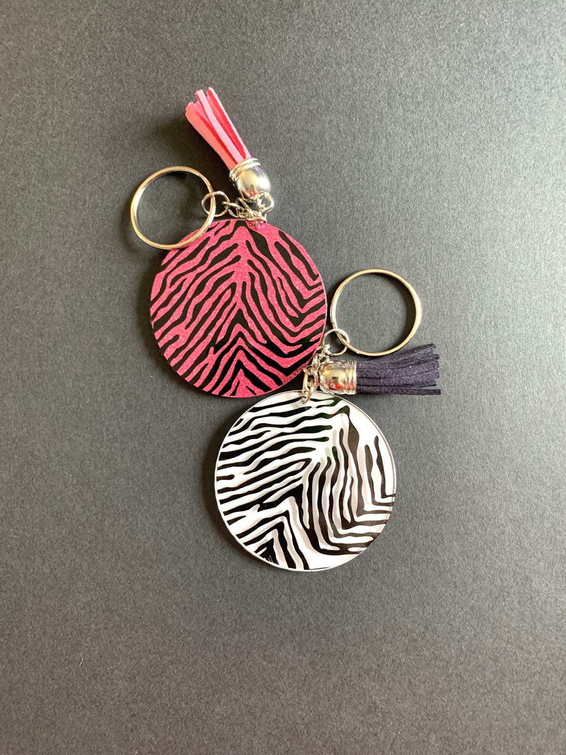 zebra print vinyl keychain etsy