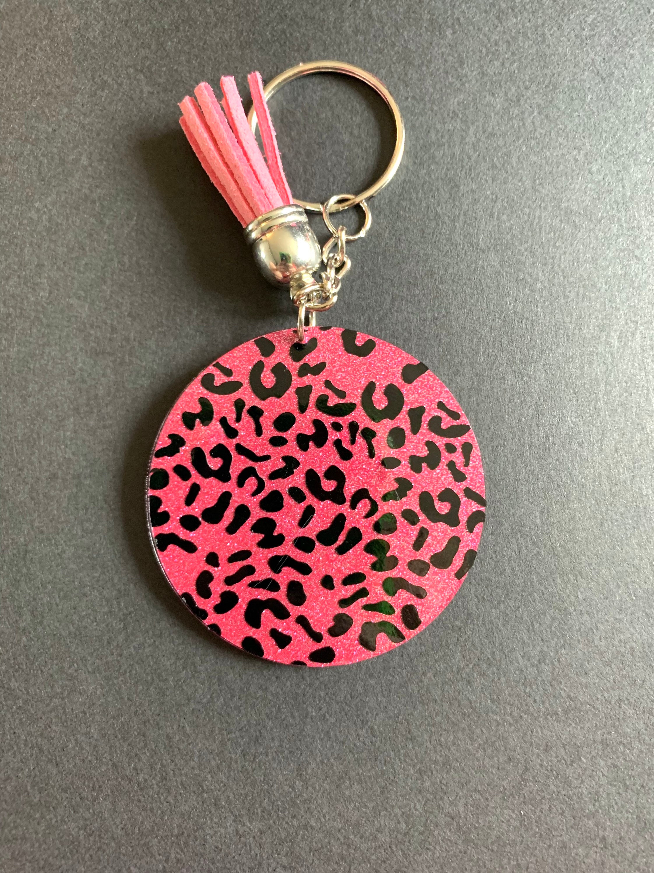 glitter cheeta print vinyl keychain etsy