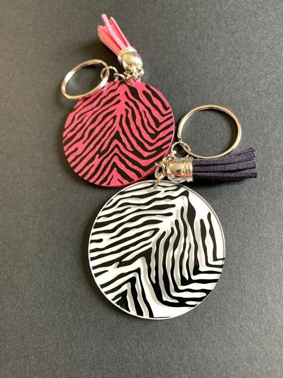 zebra print vinyl keychain etsy
