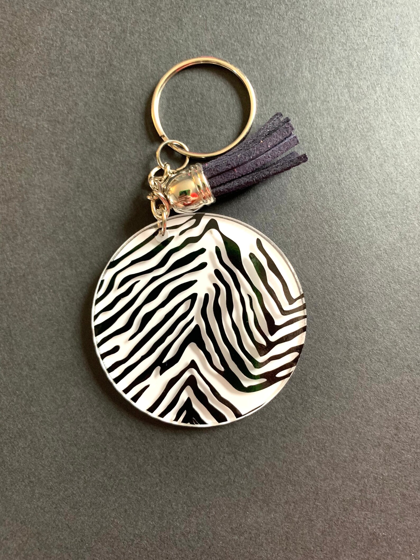 zebra print vinyl keychain etsy