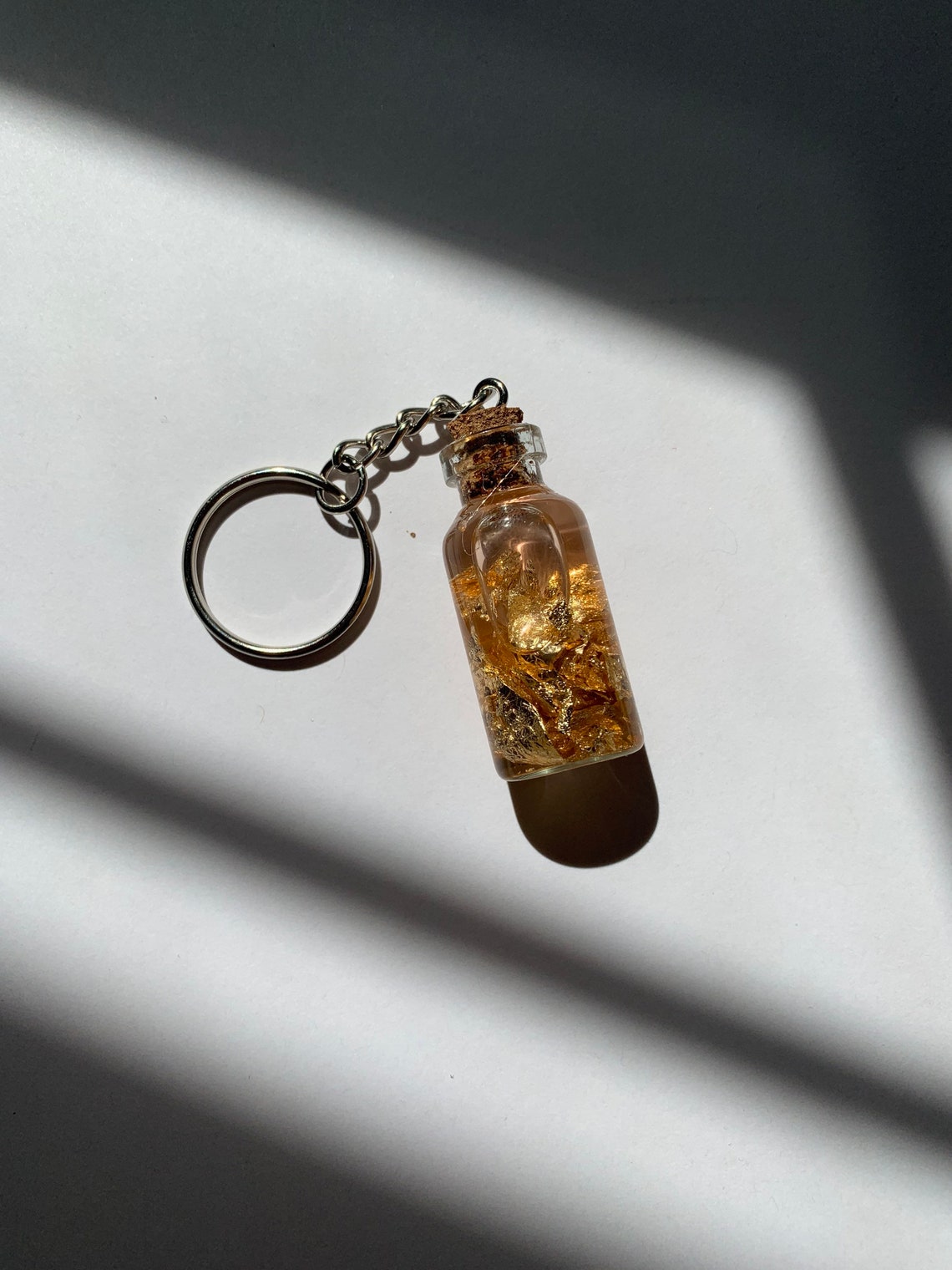 Liquid Gold Flakes Mini Bottle Keychain Etsy