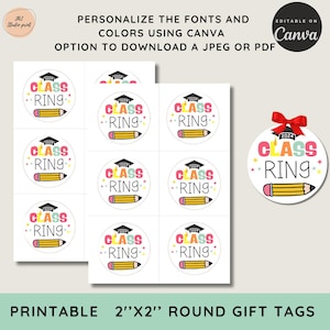 Kindergarten Graduation Class Ring Gift Sticker, Graduation Favors, Pre ...