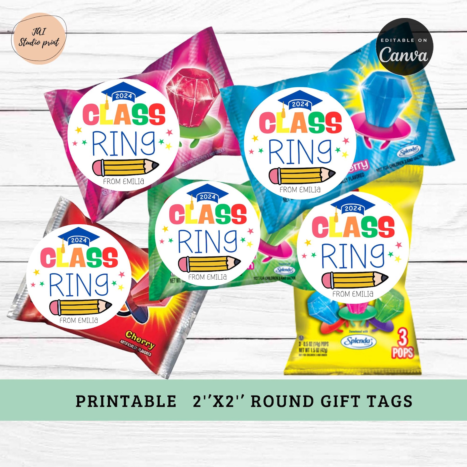 Multicolor Kindergarten Graduation Class Ring Gift Sticker, Graduation ...