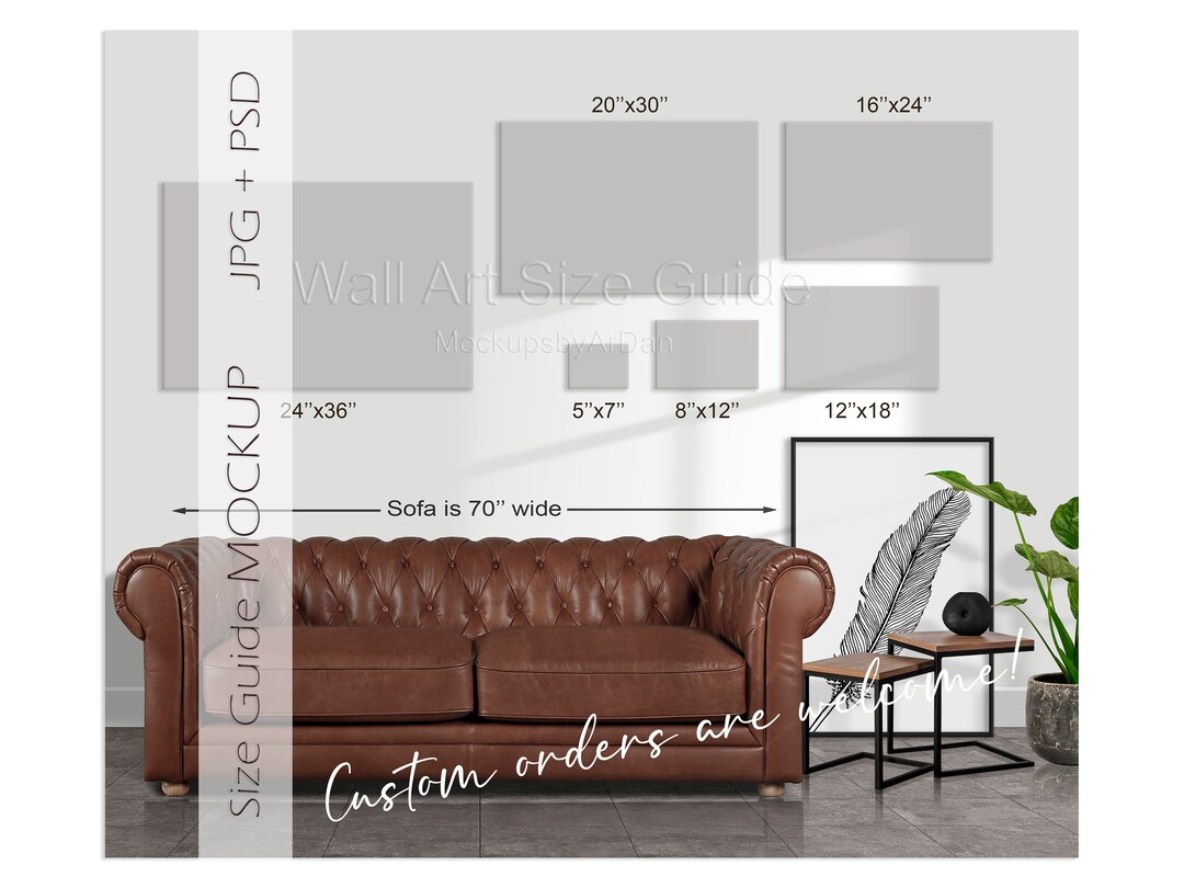 Landscape Canvas Print Size Guide Mockup Canvas Size Guide Etsy