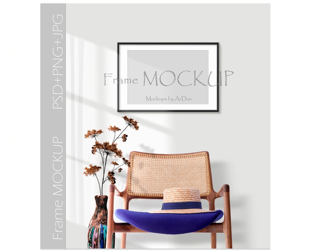 Modern Rattan Chair Mat Frame Mockup Minimalist Chair Mat Etsy