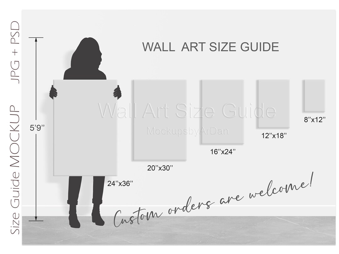 Portrait Canvas Wall Art Size Guide Canvas Print Size Guide Etsy