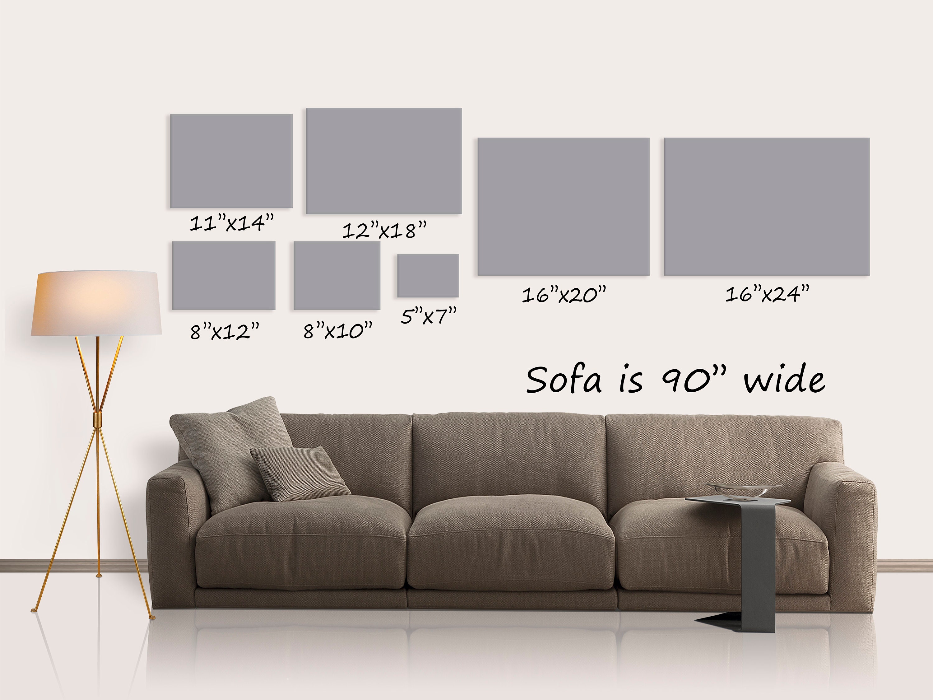 Wall Size Comparison Chart Print Size Guide Wall Display Etsy