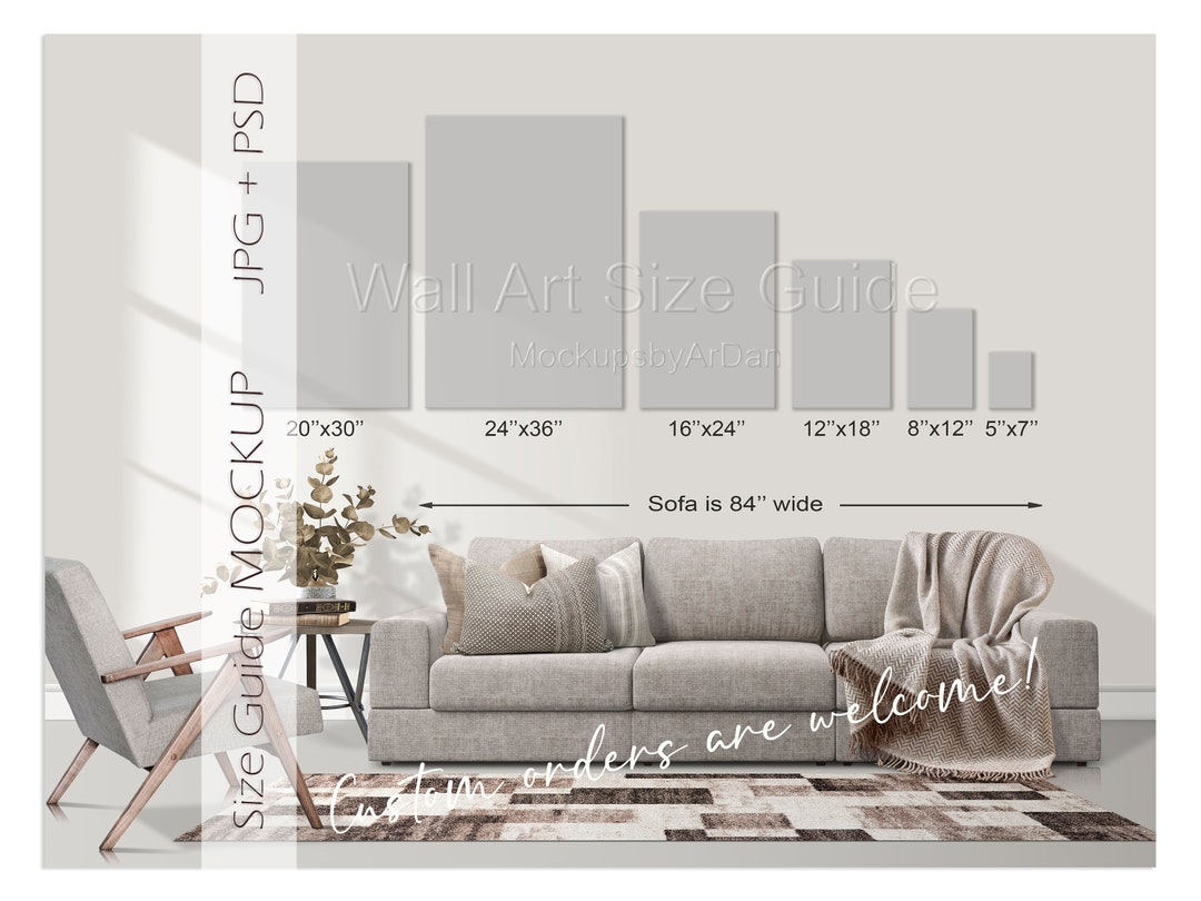Portrait Wall Art Size Guide, Canvas Print Size Guide, Wall Art Display