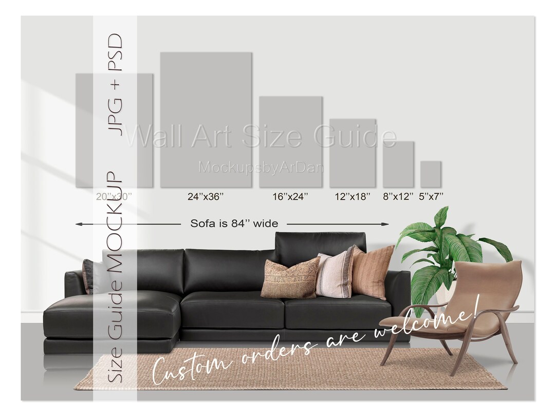 Canvas Size Comparison Chart, Canvas Print Size Mockup, Canvas Size