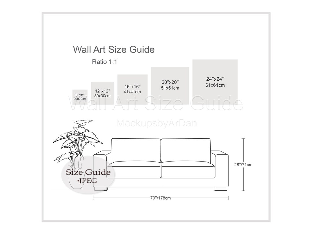 Square Wall Art Size Chart, Square Wall Art Size Guide, Wall Art Size ...