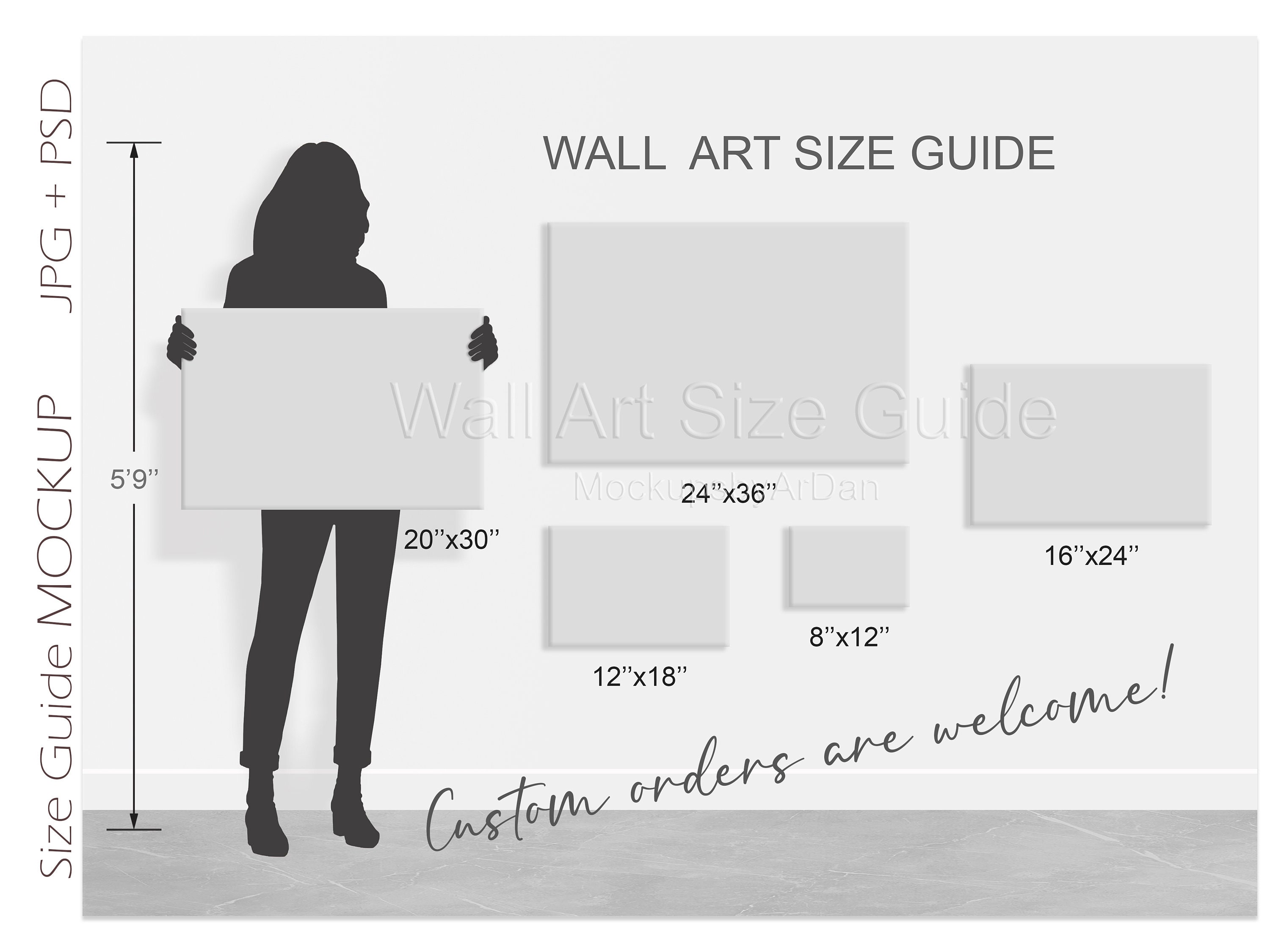 Wall Display Guide Size Comparison Chart Modern Portrait, 49 OFF