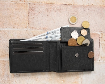 Men's Full Grain Leather Wallet, Slim Bifold Card Holder, Handmade Cowhide Wallet, Compact Everyday Carry, Best Gift