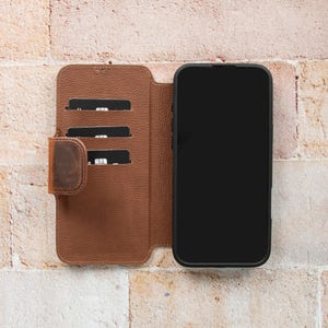 Apple iPhone 16 Pro Ledertasche, Stand Wallet iPhone 16 Pro Max, Ledertasche, personalisiertes Geschenk, Hochzeitsgeschenk, Geburtstagsgeschenk