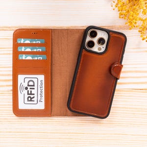 Portefeuille pour iPhone 16 Pro, porte-cartes en cuir avec protection RFID pour iPhone 16 Pro Max, coque magnétique détachable pour iPhone 16+, coque pour Apple iPhone 16