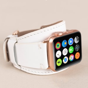 Cuff Leather Apple Watch Band for iWatch Series 1 2 3 4 5 6 SE 7 8 9 10 Ultra, Custom Best Cuff iWatch Band Women 38 40 41 42 44 45 46 49mm