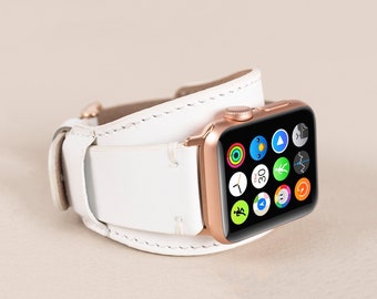 Cuff Leather Apple Watch Band for iWatch Series 1 2 3 4 5 6 SE 7 8 9 10 Ultra, Custom Best Cuff iWatch Band Women 38 40 41 42 44 45 46 49mm