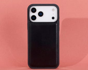 iPhone 17 Pro Leather Case, MagSafe Genuine Leather Case, Personalized Handmade Slim Back Cover, Minimalist Phone Case, Gift for Him, 6.3"