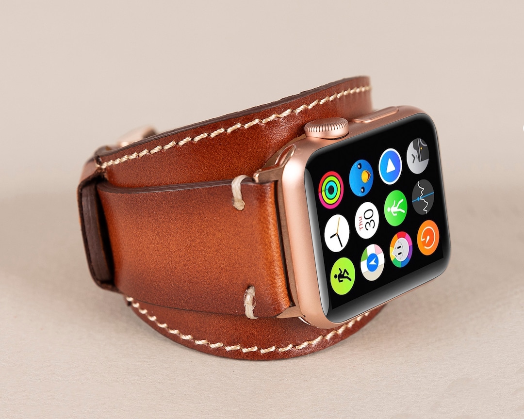 Rustic Apple Watch Rustic Brown Cuff Leather Apple Watch Band Iwatch Series 1 2 3 4 5 6 SE ...
