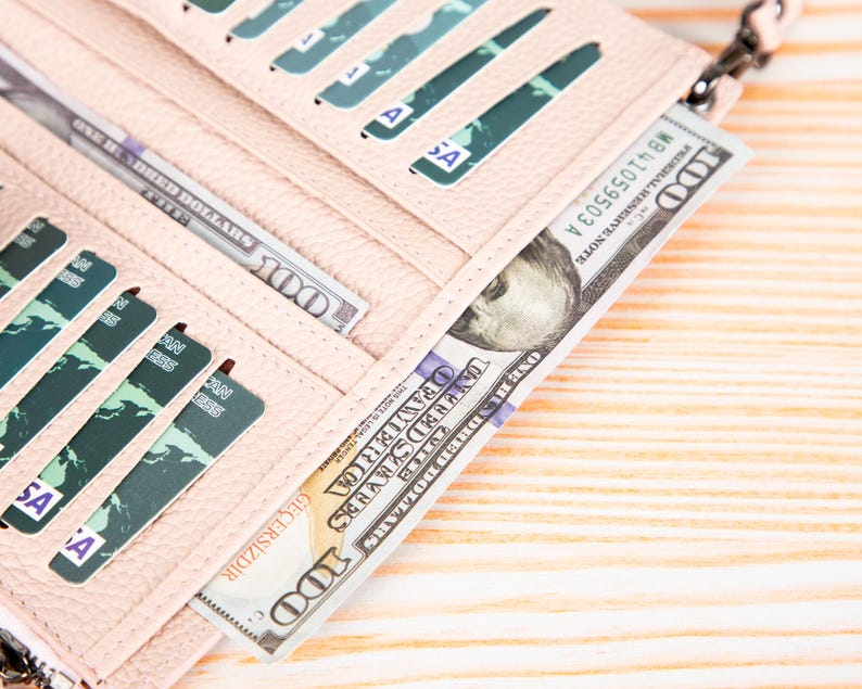 Portafoglio a tracolla per telefono, portafoglio con cinturino in pelle, portafoglio a tracolla per donna, borsa per telefono con porta carte, custodia per portafoglio con tracolla fino a 6,7 immagine 19