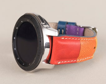Rainbow LGBT Leather Watch Band for Samsung Galaxy Watch 8, Ultra, 7,6, 20mm 22mm Personalized Genuine Leather Strap, Pride Colors