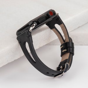 Fitbit Klockarmband Fitbit Versa 1 2 3 4 Lite Läderarmband Smalt Läder Fitbit Armband Sense 1 Sense 2 Presenter till Henne, Handgjort, Svart bild 8