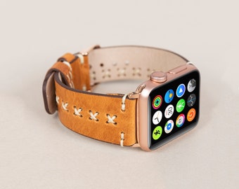 Vintage Genuine Leather Apple Watch Band, Sleek, Durable, Handmade, Perfect for 38mm, 40mm, 42mm, 44mm, 46mm, and 49mm Models, Gift for Him