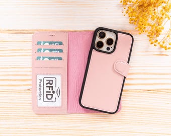 Funda personalizada para iPhone 16, funda de cuero para Apple iPhone 16+, funda de cuero para iPhone 16 Pro Max, billetera de cuero con soporte para iPhone 16 Pro, regalo para mujer