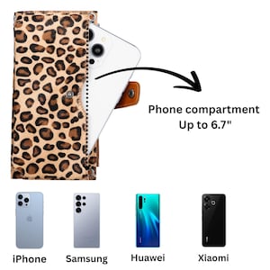 Portafoglio a tracolla per telefono, portafoglio con cinturino in pelle, portafoglio a tracolla per donna, borsa per telefono con porta carte, custodia per portafoglio con tracolla fino a 6,7 immagine 6