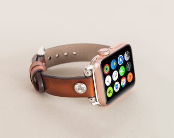 Customized Versa 4 Leather Bracelet, Fitbit Sense 2 Strap, Anniversary Gift, Wedding Gift, Birthday Gift, Womens Gift, Girlfriend Gift Band