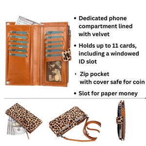 Portafoglio a tracolla per telefono, portafoglio con cinturino in pelle, portafoglio a tracolla per donna, borsa per telefono con porta carte, custodia per portafoglio con tracolla fino a 6,7 immagine 5