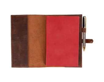 Leather Notebook Cover A5, Personalized Refillable Journal Cover, Handmade Genuine Leather Book Cover, Gift for Writer, Graduation Gift