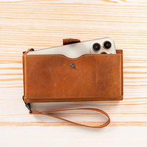 Personalisierte Damen Geldbörse, Benutzerdefinierte Leder Geldbörse, Crossbody-Telefon-Brieftasche, Damen Reise-Brieftasche, Leder-Münzbeutel, Handgefertigtes Geschenk