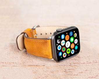 Pasek do zegarka Apple Watch wykonany z najwyższej jakości skóry naturalnej, ręcznie robiony, trwały, regulowany, kompatybilny ze wszystkimi seriami, idealny prezent dla mężczyzn i kobiet