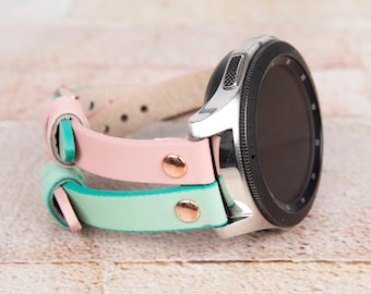 Samsung Galaxy 20mm 22mm Leather Watch Band for Galaxy Watch 8 7 6 5 Pro 4 3 2 1, Galaxy Active  2 3 4, Gear Classic, Frontier Leather Strap