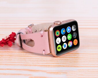 Correa para Apple Watch de 44 mm, 40 mm, 45 mm, 41 mm, 46 mm, 42 mm y 49 mm, correa de cuero para iWatch, correa de cuero para iWatch, regalo personalizado, correa de cuero delgada para iWatch