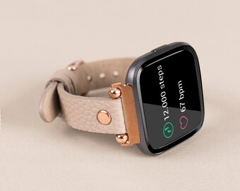 Skórzany pasek Fitbit Versa 4, pasek Fitbit Sense 2, spersonalizowany prezentowy pasek Fitbit Versa 3, bransoletka Sense 1, pasek Versa Lite, damski pasek prezentowy