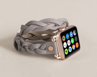 Apple Watch Leather Double Wrap, iWatch Leather Band, Apple Watch Bracelet, Customized Gift Apple Watch Strap, Womens Gift Apple Arm Band