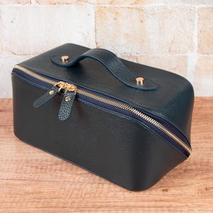 Leren make-uptas, make-uptas voor op reis, waterdichte leren organizer, make-up- en sieradenetui, scheerset, cadeau voor stijlvolle vrouwen
