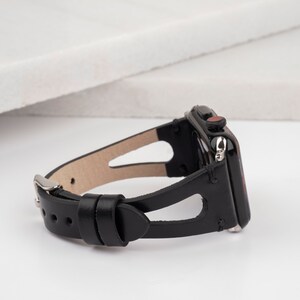 Fitbit Klockarmband Fitbit Versa 1 2 3 4 Lite Läderarmband Smalt Läder Fitbit Armband Sense 1 Sense 2 Presenter till Henne, Handgjort, Svart bild 7