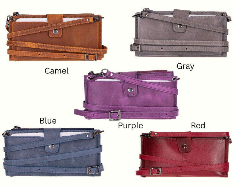 Portafoglio a tracolla per telefono, portafoglio con cinturino in pelle, portafoglio a tracolla per donna, borsa per telefono con porta carte, custodia per portafoglio con tracolla fino a 6,7 immagine 4
